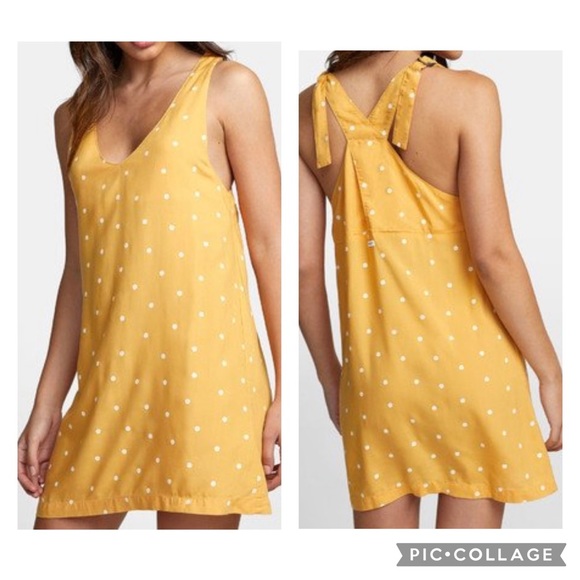 RVCA Women’s BOUNDARY DOT Dress Gold Polka Dot Buckle Straps Size M